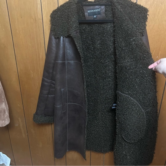 Bernardo Dark Brown Button Down Jacket Faux Suede - Picture 6 of 7